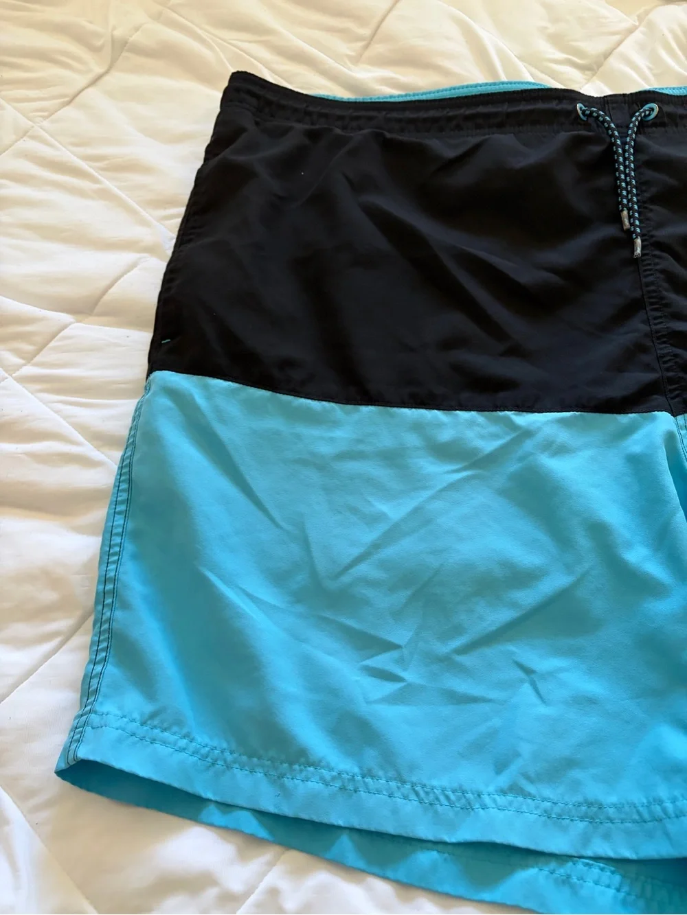 George Black and Aqua Colorblock Swim Trunks